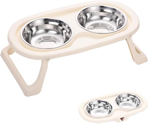 Emily Pets Elevated Feeding Bowl for Cats with Stand | Two Stainless Steel Food and Water Bowls | Anti-Slip, Detachable Ergonomic Feeder for Cats and Small Dogs
