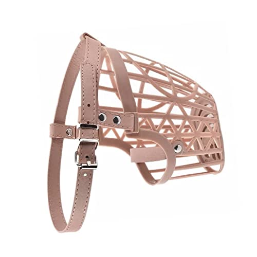 Emily Pets Dog Basket Muzzle Dogs, Dog Plaslic Mouth Cover Muzzle/Bite Guard with Adjustable Strap Size,Prevents Chewing and Biting,Lightweight, Durable, Dog Grooming Supplies(No.5,Beige)