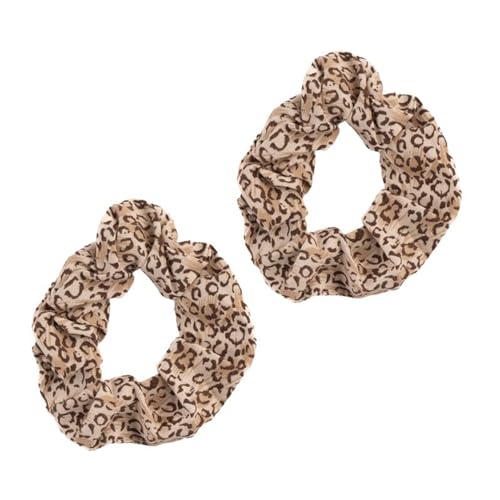 F DREAM Leopard Scrunchies Animal Print Scrunchy Hair Bow Ponytail Holder Elastic Bobbles Hair Ties Bands Scrunchie (Pack2-Brown)