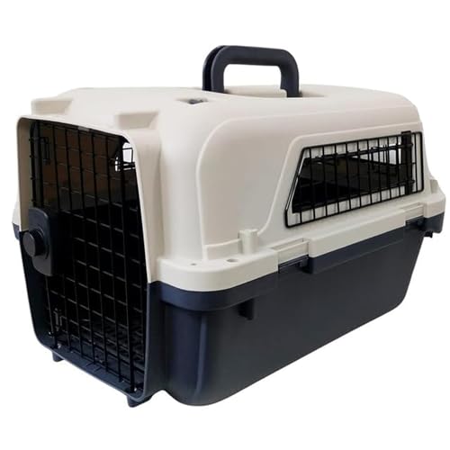 Emily Pets Plastic Kennels Pet Carrier Rolling Plastic Airline Approved Wire Door Travel Dog Crate, Medium (55 L x 40 W x 38 H (CM)
