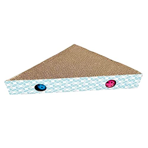 Emily Pets Eco-Friendly Cat Scratch Board Corrugated Paper Brown Cardboard Game Box with Bell Ball Toy (Brown)