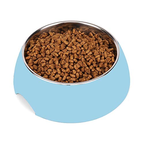 Cature Care by Nature 2 in 1 Feeder Bowl | Melamine and Stainless Steel | Anti Skid Bowls for Dogs and Cats | Food Grade (Water & Food Bowl) Blue