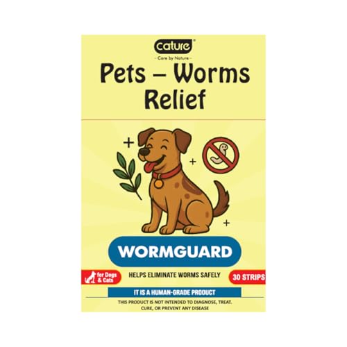 Cature Care by Nature WormGuard Pets Worms Relief Strips for Dogs & Cats | Natural Herbal Dewormer Support | Safe Human-Grade Formula | 30 Strips