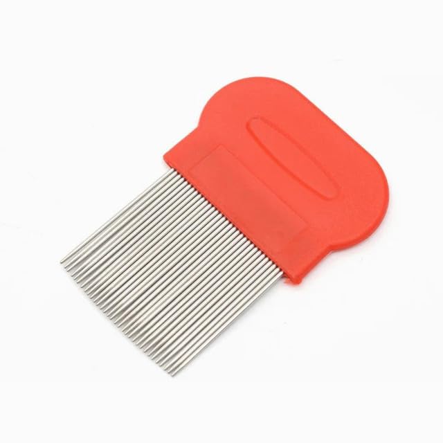 Emily Pets Flea Comb Pets Dog Cat Lice Comb Flea Mite Tick Dandruff Remover for Dogs Cats, Remove Effectively, Gently Care for Pets Skin, Ergonomic Design (Red)