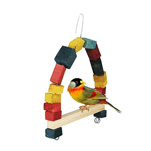 Wild Bird Care Bird Swing Toys, Chew Toys with Hanging Cage Toys for Small Parakeets, Cockatiels, Conures, Finches, Budgie, Macaws, Parrots, Love Birds (Multicolor, W 19.5 x H 27 cm)