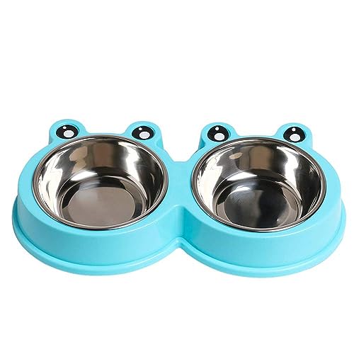 Cature Care by Nature Stainless Steel Dog Bowl Food Water Feeder Non-Slip Design Resistant Silicone Mat Non Slip Design Prevent Slipping for Little Size Dogs/Cats (Large, Blue)