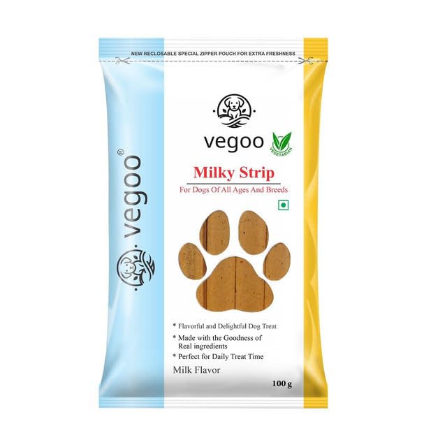 Vegoo Dog Milk Strips - 100g Optimum Health Pure Vegetarian Dog Food for Dogs of All Ages and Breeds