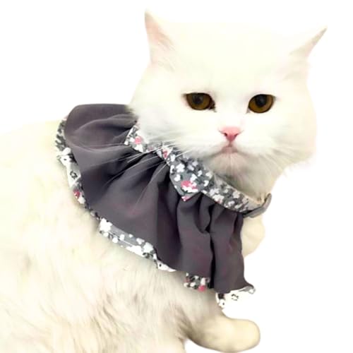 Lulala Floral Cat Collar with Bow – Adjustable Soft Fabric Pet Accessory for Cats & Kittens | Cute, Comfortable Outfit for Everyday Wear, Photoshoots & Special Occasions (Small)
