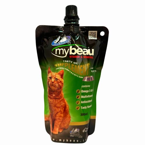 Palamountains My Beau for Cats – Omega 3 & 6, Essential Vitamins – Enhances Skin, Coat, Immunity, Digestion & Reduces Fur Balls – High Absorption & Palatable Formula (300ml)