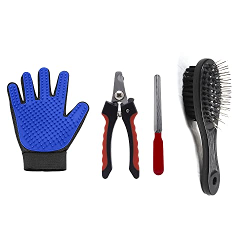 Emily Pets Grooming Kit Pet Grooming Glove Nail Clipper Pet Comb (Pack of 3)