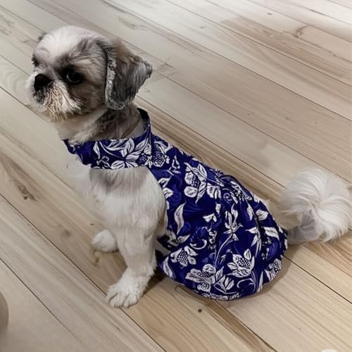 Lulala Floral Print Dog Dress, Summer Pet Frock with Daisy Pattern, Princess Tutu Skirt Outfit for Small Dogs and Cats, Lightweight Cute Apparel for Girls