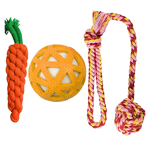 emily pets Combo of 3 Chew Puppy Toys, Rubber Ball for Small Breed Dogs (Color May Vary, Pack of 3)
