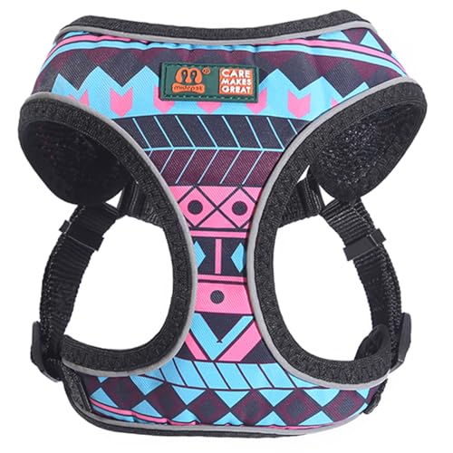 Emily Pets Dog Harness Nylon Reflective Dog Cat Harness Vest Printed French Bulldog Harness Puppy Small Medium Dogs Cats Harness for Dogs and Cats (Purple, S)