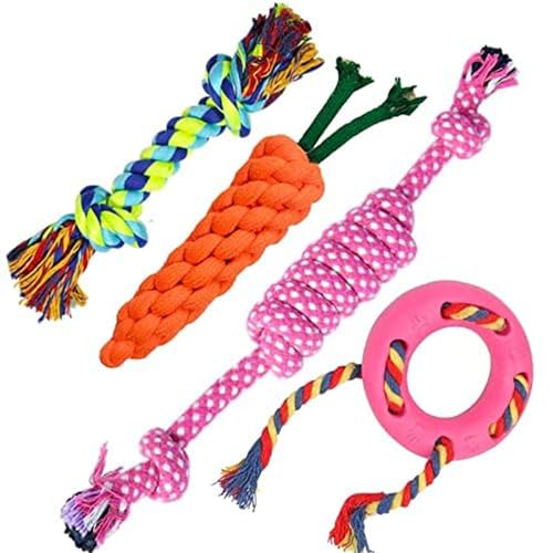 cature Care by Nature Combo of 4 Durable Rope Toys for Puppy |Carrot Rope|2 Knot Rope Toy Ring Rope Toy |Rope Toys for Dogs & Puppies (Multi Color, Pack of 4)