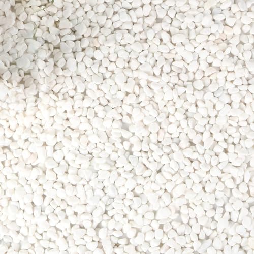 Cature Care by Nature White Polished Gravel Stones for Fish Tank Fillers, Assorted Crushed Stone Pieces for Vases Fillers Plants Home Decor Pebble Stones (4.9kg)(0.3-0.5Cm)