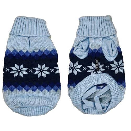 Lulala Cozy Winter Sweater for Dogs – Soft Knit with Snowflake Pattern in Blue, Perfect for Cold Weather