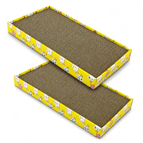 Cature Care by Nature Cat Scratcher Cardboard Pad - Recyclable Corrugated Toy With Flat Shape Lounge for Furniture Protection - Scratch Board for Sweet Cats (Pack of 2)