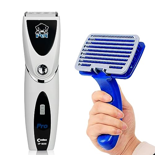 cature Care by Nature Codos Kk Codos-8000 Low Noise Rechargeable Trimmer Shaver Razor Grooming Clipper Kit For Dog/Cat/Pet, White;Black, And Free Slicker Brush