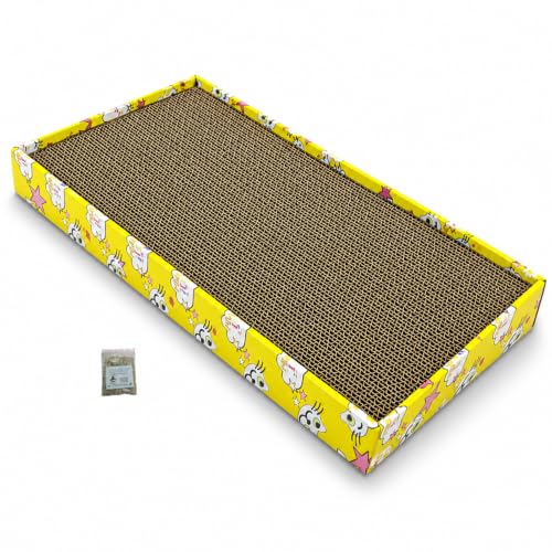 Cature Care by Nature Cat Scratcher Cardboard Scratching Pad Recyclable Corrugated Scratch Toy with Flat Shape Cat Scratch Lounge for Furniture Protection Scratch Board for Sweet Cats
