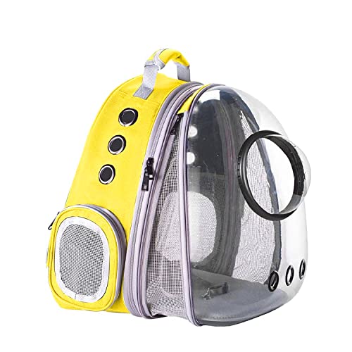 Emily Pets Front Expandable Large Cat Carrier Backpack, Space Capsule Pet Carrier Backpack for Fat Cats and Small Dogs Up to 15 Pounds, Dog Carrier Backpack for Travel and Hiking (Yellow)