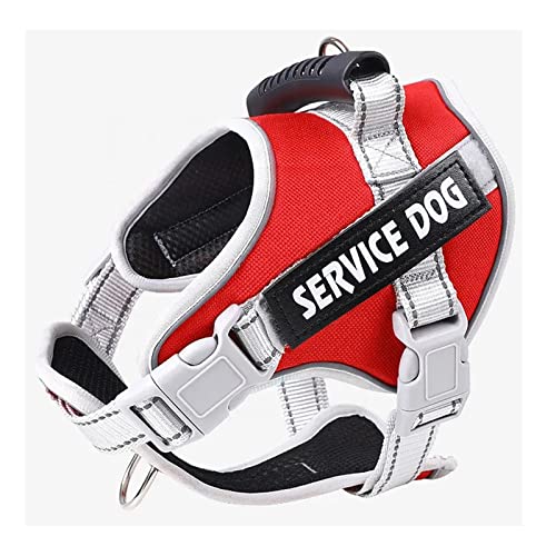 Emily Pets Service Dog Harness, No Pull in Trainning Dog Harnesses with Handle & Adjustable and Reflective No Chock for Small Medum Large Pets Walking and Running(Red,Large)