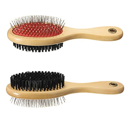 VIP Home Essentials Combo Pin & Bristle Grooming Brush Dogs Pets Wood Handle