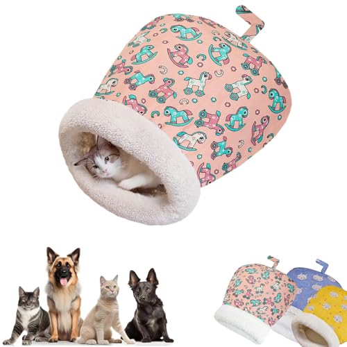 Cature Cat Sleeping Bag Bed for Indoor Cats | Self-Warming 360° Wrap Cat Cave | Cozy Plush Pet Bed | Washable Soft Cat House | 21 x 17.7 x 8.2 Inches