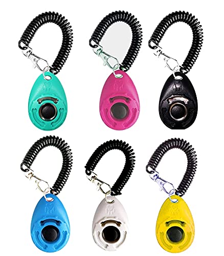 Emily Pets Dog Training Clicker with Wrist Strap Durable Lightweight Easy to Use, Pet Training Clicker for Cats Puppy Birds Horses. Perfect for Behavioral Pack of 6