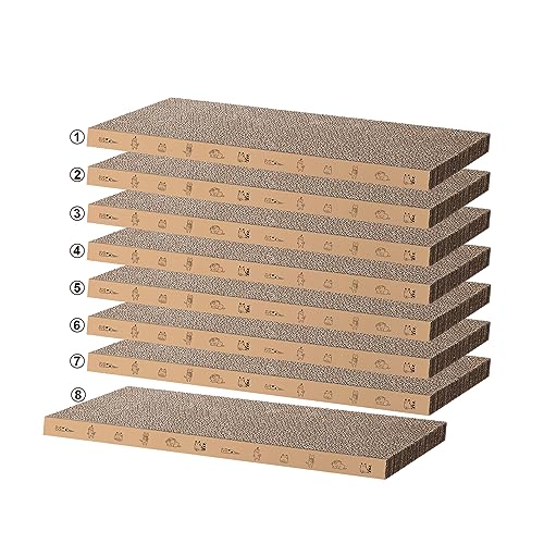 8 Packs in 1 Cat Scratch Pad, Cat Scratcher Cardboard,Reversible,Durable Recyclable Cardboard, Suitable for Cats to Rest, Grind Claws and Play
