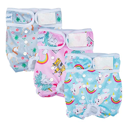 Pet Soft Washable Female Diapers (3 Pack) - Female Dog Diapers, Comfort Reusable Doggy Diapers for Girl Dog in Period Heat (Animals, X-Large)
