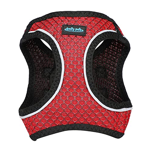Emily Pets Mesh Dog Harness, Step in Adjustable Harness for Dogs (Medium, Red)
