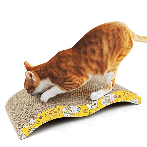 Areedy Cat Scratcher Cardboard M Shape Scratch Pad, Reversible Durable Corrugated Scratching Pad Lounge Sofa Bed