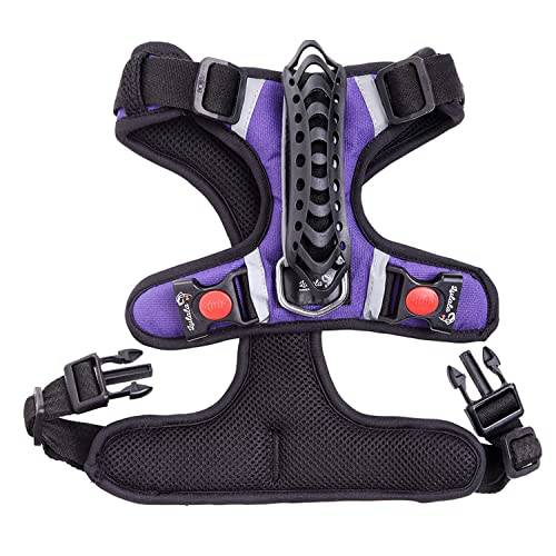 Lulala Dog Harness Pet Harness Adjustable Outdoor Pet Vest Reflective Oxford Material Vest for Dogs Easy Control for Small Medium Large Dogs (L,Purple)