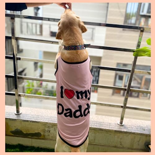 Lulala Pet t-Shirt Printed Round Neck Sleeveless Dog Vest Tank T-Shirt/Tees Apparel/Clothes/Tees Gift for Small Medium and Large Dogs Cats Pink (10 Inch)