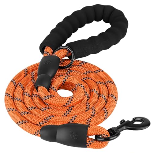 Cature Care by Nature Dog Leash Heavy Duty, 5FT Dog Leashes for Small Puppy Medium Large Breed Dogs with Comfortable Handle, Reflective Rope Pet Leash for Night Safety Walking (Orange)