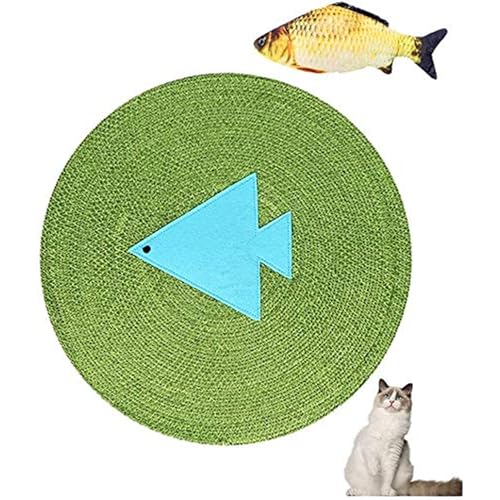 Emily Pets Cat Scratching Carpet with Cat Toy, Natural Sisal Cat Mat Non-Slip Cat Scratching Rug for Cat Scratching Claws and Sleeping