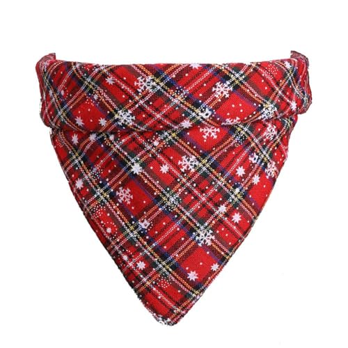 Lulala Dog Bandana – Red Plaid Tartan Snowflake Pet Scarf for Dogs and Cats | Soft Cotton Holiday Pet Accessories (Color May Vary - Large)