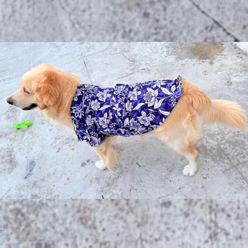Lulala Pet Summer T-Shirt Hawaii Style Floral Pet Dog Shirt Breathable Cool Clothes Puppy Sweatshirt for Small Medium Puppy and Dogs (Blue, 18 Inch)