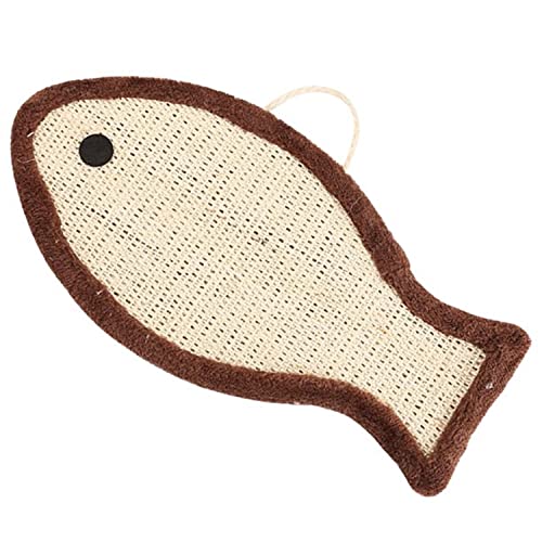 Emily Pets Fish Cat Scratcher Funny Natural Sisal Hanging Scratching Board Pad Fur Border Kitten Scratch Pad Cat Scratch Post Mat(Brown)