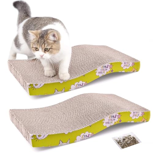 cature Care by Nature Cat Scratcher Cardboard Reversible Scratching Pad Recyclable Corrugated Scratch Toy With Wave Shape Cat Scratch Lounge For Furniture Pack Of 2