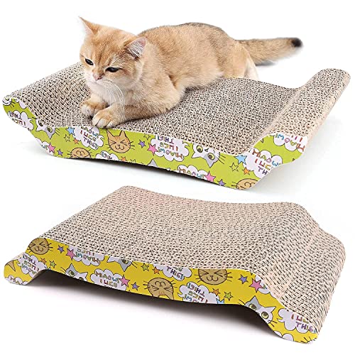 SRIPET 2PCS Cat Scratcher Cardboard for Kitty Furniture Savior Scratching Pad Catnip Included Couch Protector Pad Lounge Scratch Board for Feline Pet...