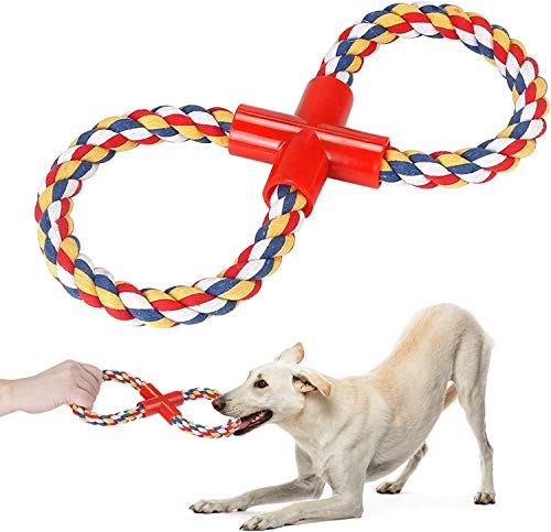 tovigor Dog Rope Toys, Tug of War Dog Chew Toys, 8 Shaped Molar Natural Cotton Rope Training for Medium Dog Puppy of Playing, Training Teeth Cleaning and Chewing, None Toxic