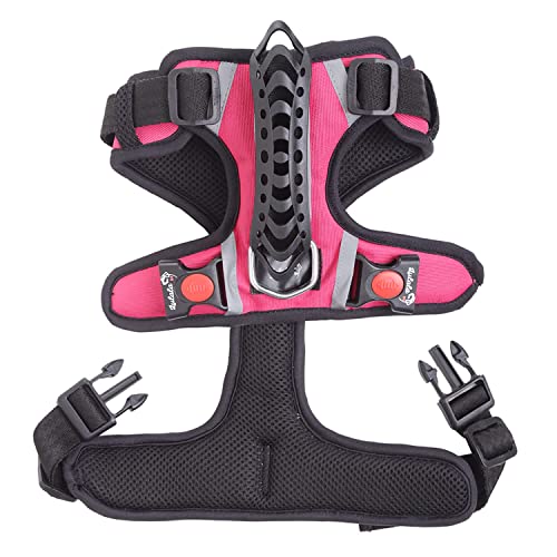 Lulala Dog Harness Pet Harness Adjustable Outdoor Pet Vest Reflective Oxford Material Vest for Dogs Easy Control for Small Medium Large Dogs (XL,Pink)