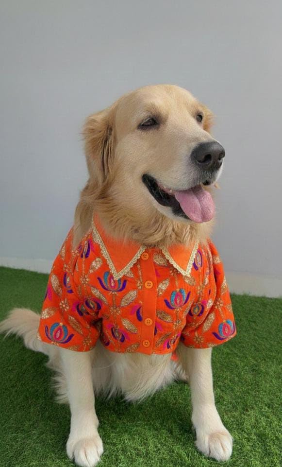 Lulala Customized Dog Shirt | Personalized Size and Colour Pet Outfit Customised Shirt, Floral Print, Hawaiian Style Pet Clothing, Summer Apparel