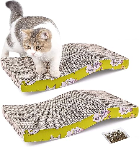 cature Care by Nature Cat Scratcher Cardboard Reversible Scratching Pad Recyclable Corrugated Scratch Toy With Wave Shape Cat Scratch Lounge For Furniture Pack 2