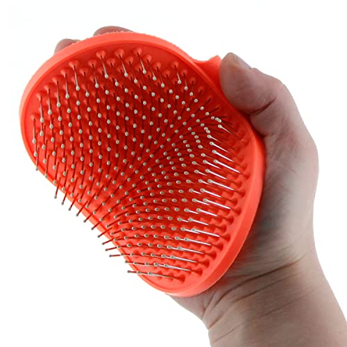Raw Paws Pet Hand-Held Rubber Tipped Pin Brush for Dogs & Cats - Grooming Brush for Dogs Shedding - Dog Brushes for Grooming Large Dogs & Small Dogs - Bath Brush for Dogs with Short Hair & Long Hair