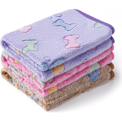 emily pets 1 Pack of 3 Blankets Super Soft, Plush, Premium Fleece Pet Blankets Flannel Throw with Paw Prints for Dogs, Puppies, and Cats (Large 41x31IN)