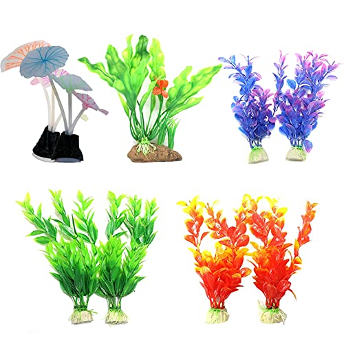 Emily Pets Artificial Aquarium Plants with Artificial Fish for Fish Tank Decorations (Pack 5)