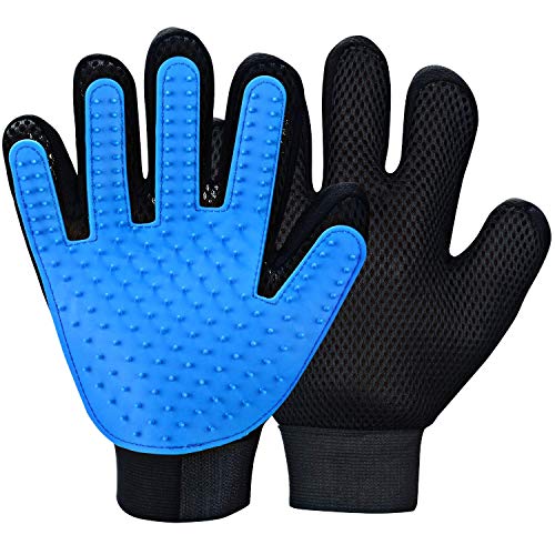SRIPET Pet Grooming Glove, Bathing Brush Glove, Pet Hair Remover Deshedding Gloves for Pet Dog Cat 1 Pair
