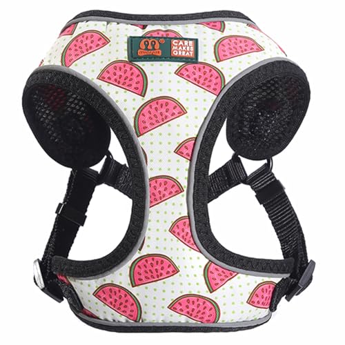 Emily Pets Dog Harness Nylon Reflective Dog Cat Harness Vest Printed French Bulldog Harness Puppy Small Medium Dogs Cats Harness for Dogs and Cats (Pink, L)